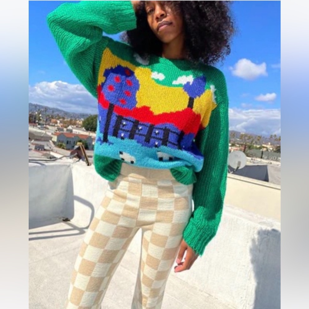 Lisa Says Gah Green Multicolor Sweater - Picture 5 of 5